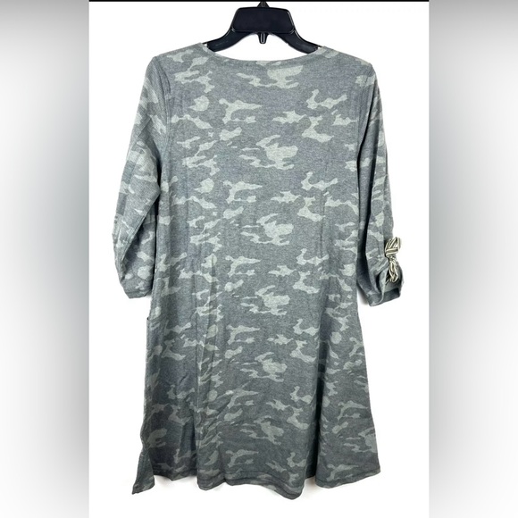 Tribal Women’s Grey Camo Long Sleeve Knee Length Dress Size M - Picture 2 of 5